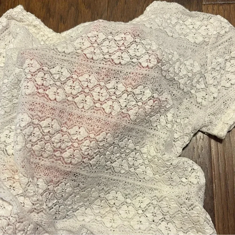 American Eagle Outfitters White Crochet Coquette Lace Blouse - Picture 8 of 9